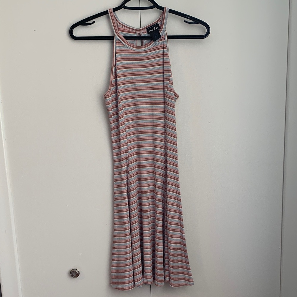 Rue21 Multicoloured Horizontally Striped Racerback Fit ‘N Flare Dress Size Small